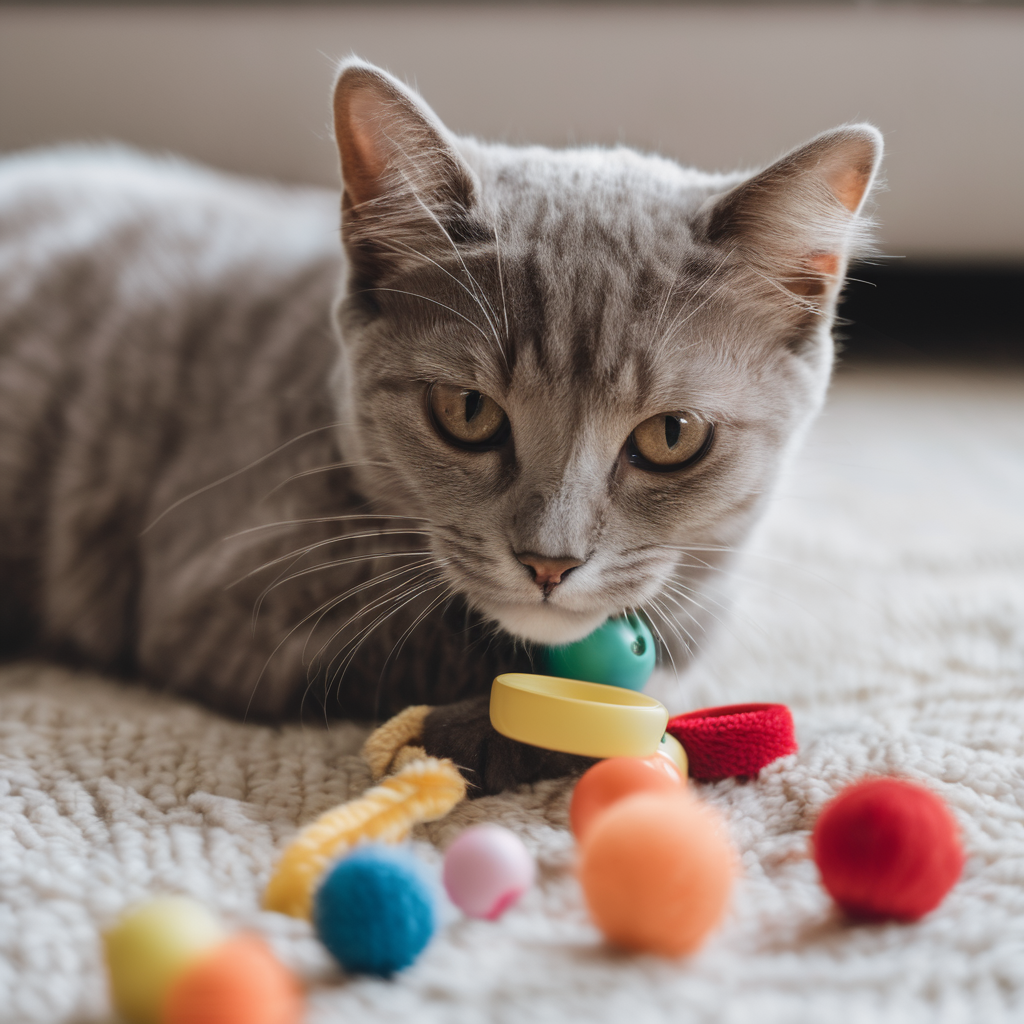 Katze beim Spielen mit Spielzeug