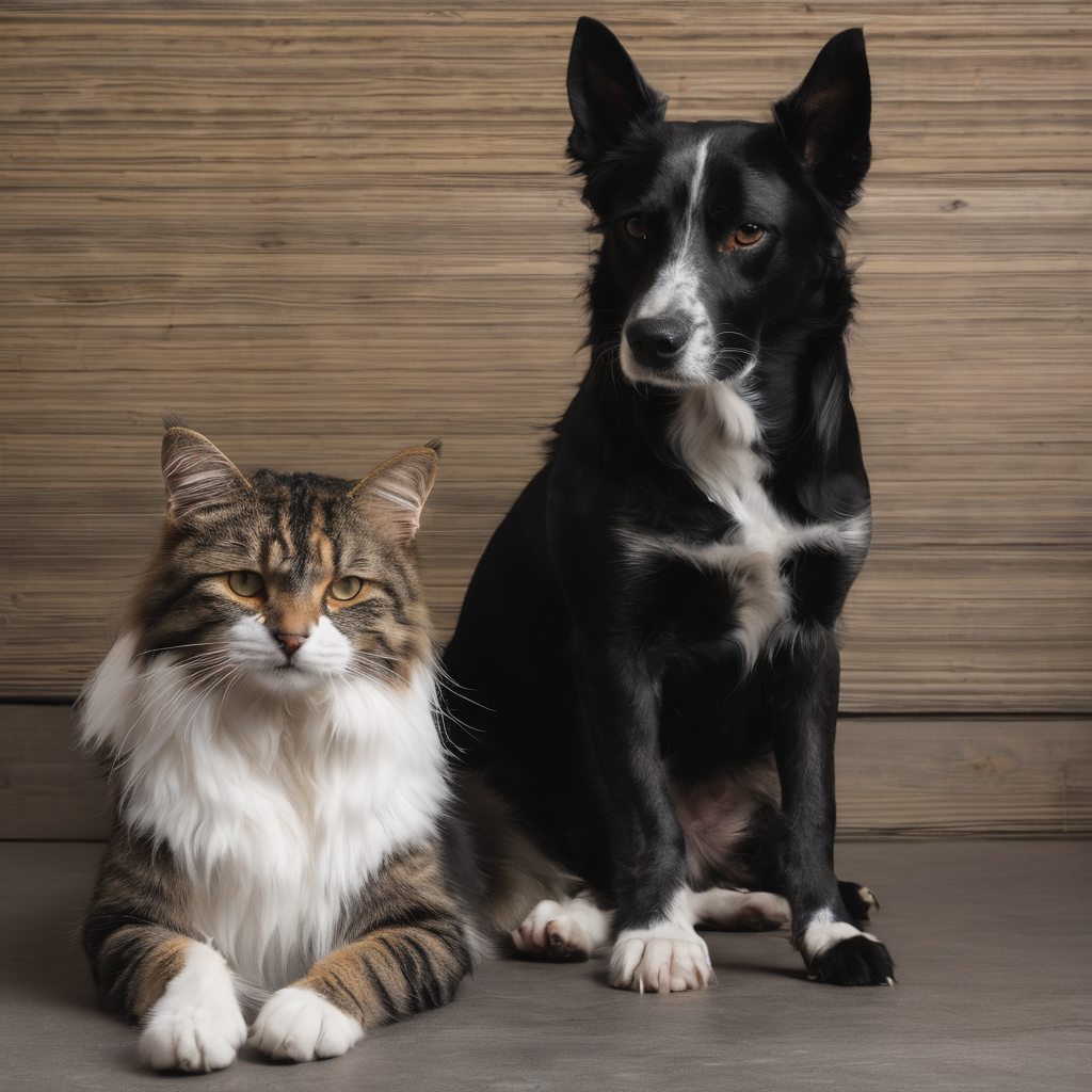 Hund und Katze nebeneinander