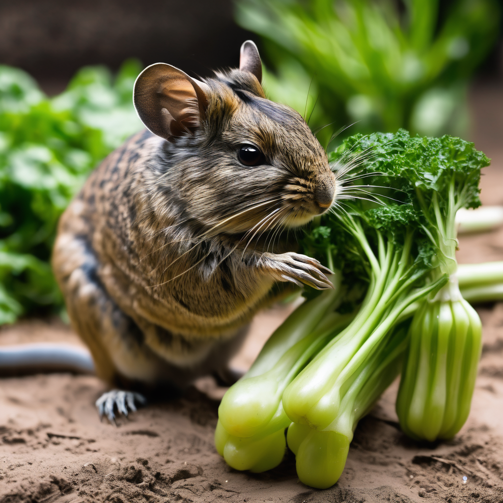 Degu eating vegetables