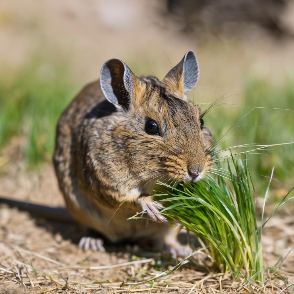 Degu eating grass