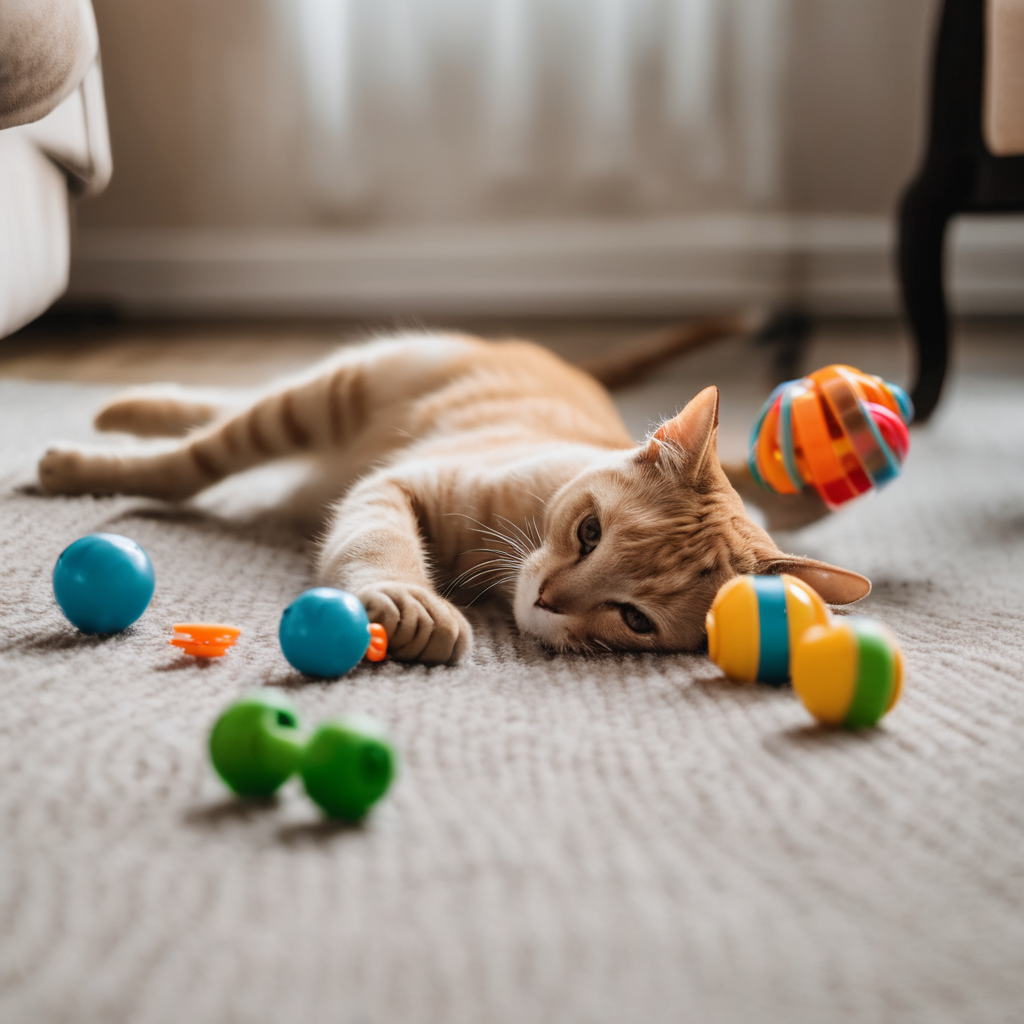 Katze spielt mit Spielzeug